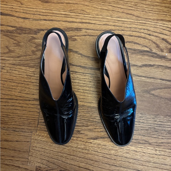 Sportmax Shoes - Sportmax Black Patent Leather Slingback Mules